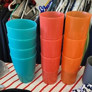 Set of Colorful Plastic Tumblers Tupperware
